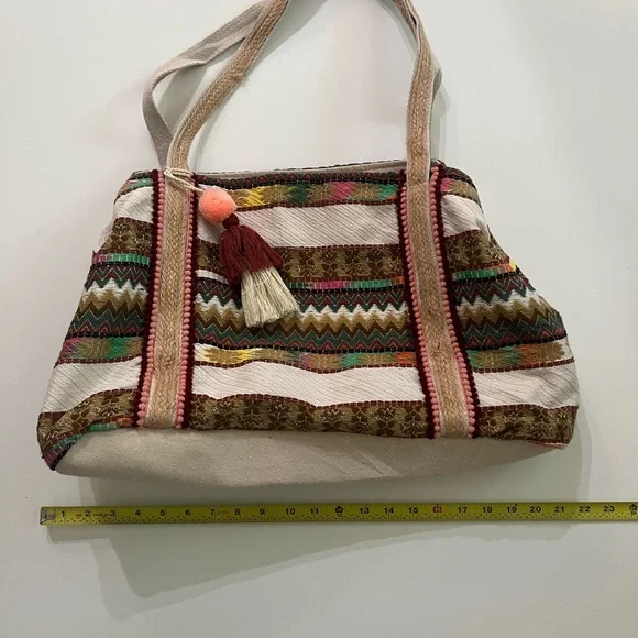 Multicolor Patterned Tote Bag - Picture 10 of 11